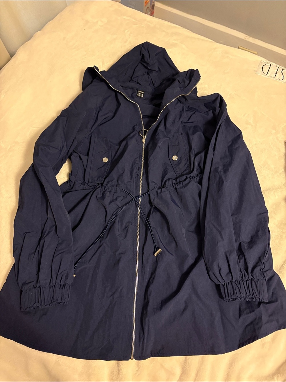 SHEIN Navy Hooded Drawstring Anorak Jacket